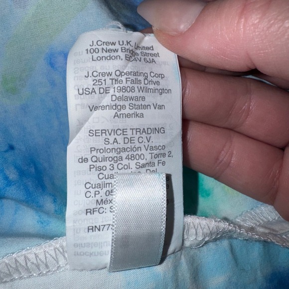 J.Crew Bluebonnet Watercolor Floral Pom Pom Trim Square Neck Top White Blue - Picture 6 of 8